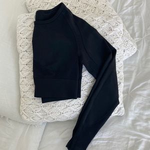 Gymshark Flex Sports Long Sleeve Crop Top Black/Charcoal Size Small